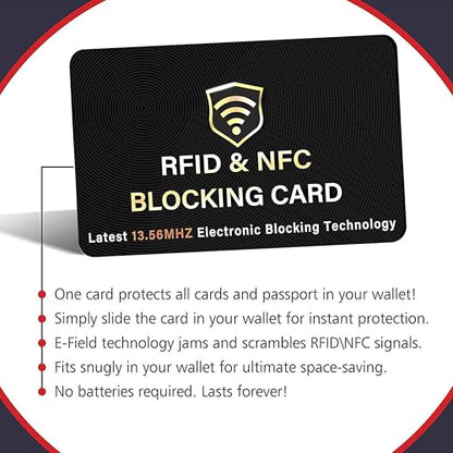 SaiTech IT 5 Pack Premium RFID Blocking Card for Credit Debit Card, Black - color: Black