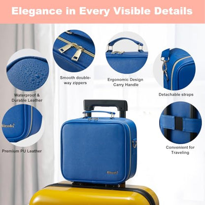 Mocado Travel Makeup Bag with Mirror Makeup Case with 10x Magnifying Mirror - color: Blue