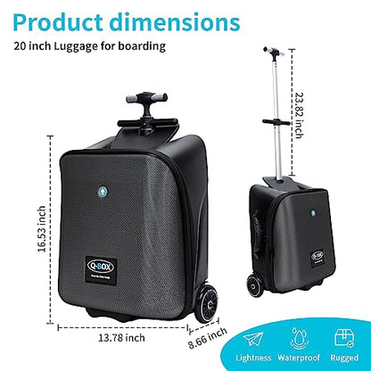 LemoHome Expandable Luggage with Spinner Wheels,Large Suitcases with Child Seat Design,Hard Luggage for Women and Men,20 inch Hardside Carry on Luggage for Travel - color: Black