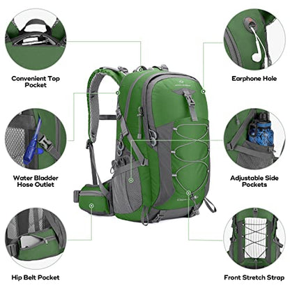 Maelstrom 40L Hiking Backpack, Lightweight Camping Daypack with Rain Cover - color: 40l Green, size: 40l