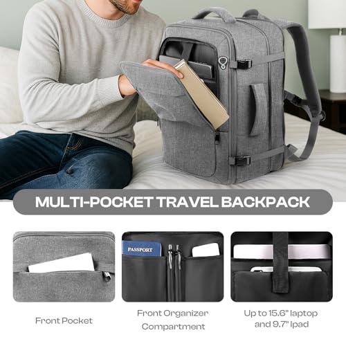 55L Carry on Backpack for men, Travel Friendly, Fits with 18.4 Laptop - color: Grey, size: 3X-Large