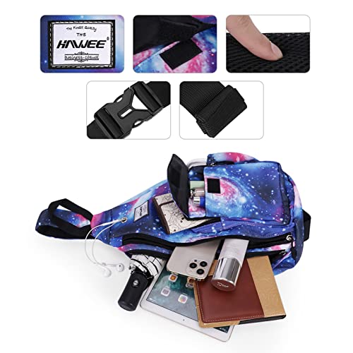 Backpack Sling for Women Anti-Water Crossbody Bag Inclined Adjustable Pack - color: Galaxy