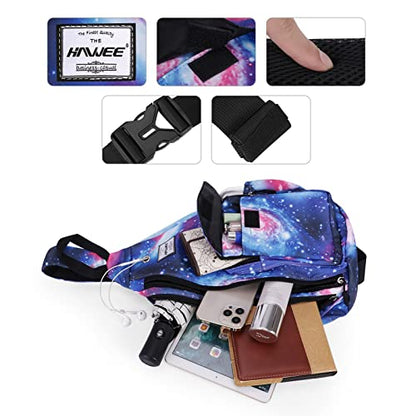 Backpack Sling for Women Anti-Water Crossbody Bag Inclined Adjustable Pack - color: Galaxy