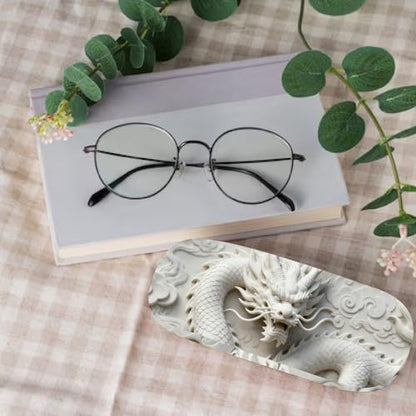 CREATCABIN Glasses Case Hard Shell Leather Eyeglasses Cases Sunglasses Holder Portable Travel Spectacle Pouch Storage Clamshe - style: Dragon