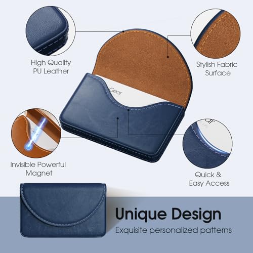 MaxGear Business Card Holder Case, PU Leather Business Card Case, Navy Blue - color: Navy