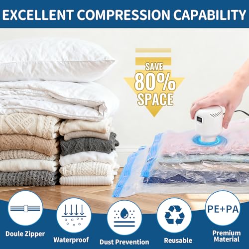 Vacuum Storage Bags with Electric Pump 8 Pack Jumbo Size - size: 4 Large,4 Super Jumbo