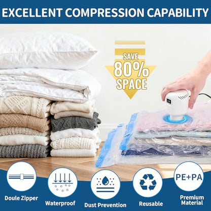 Vacuum Storage Bags with Electric Pump 8 Pack Jumbo Size - size: 4 Large,4 Super Jumbo