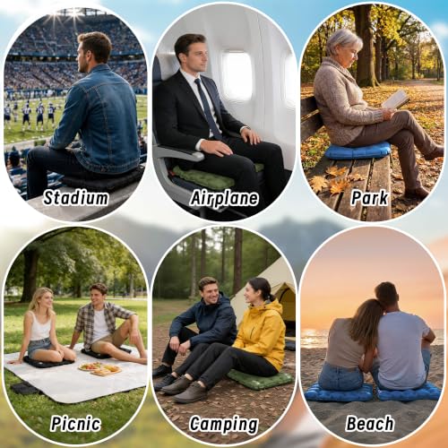 Inflatable Seat Cushion, Lightweight Waterproof Stadium Seat Pads - color: Green