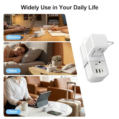 VYLEE Universal Travel Adapter with 6FT Extension Cord - color: White