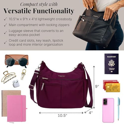 Baggallini Women's Securtex Anti-theft Free Time Crossbody Bag - color: Mulberry
