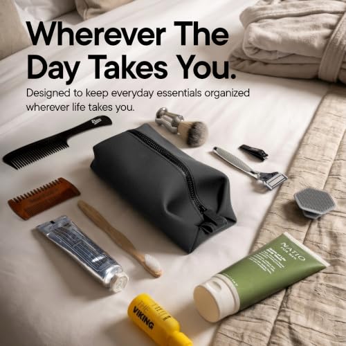 TOOLETRIES The Koby Dopp Kit Toiletry Bag – Lite 9" x 4.5" x 4.5", Charcoal - color: Charcoal, size: Lite 9" x 4.5" x 4.5"