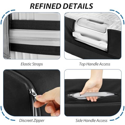 Transparent PVC Suitcase Cover, No Disassembly Required Clear Luggage Protector Suitcase Cover - color: Black, size: 26
