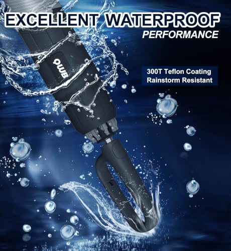QWB Inverted Umbrella with Auto Open Close Windproof Compact Travel - color: UV-Black, size: 46 IN