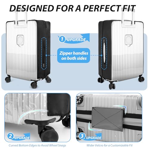 Transparent PVC Suitcase Cover, No Disassembly Required Clear Luggage Protector Suitcase Cover - color: Black, size: 26