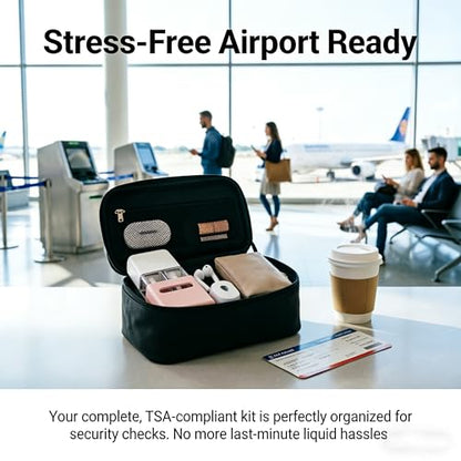 4-in-1 Refillable Cosmetic Containers, TSA Approved Travel Toiletry Kit - color: Light Pink