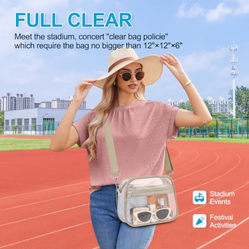 Clear Bag for Stadium Events Stadium Approved Women's Top-Handle Handbags - color: Light Khaki, size: Small