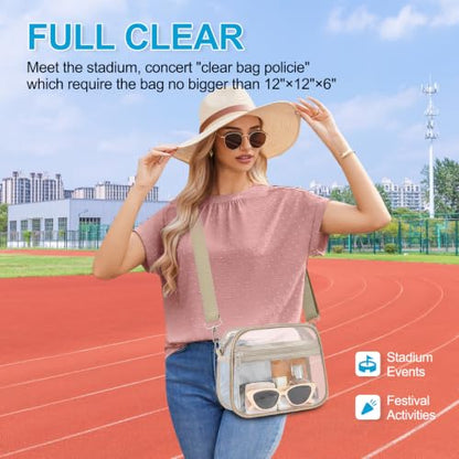 Clear Bag for Stadium Events Stadium Approved Women's Top-Handle Handbags - color: Light Khaki, size: Small