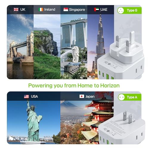 EPICKA Hybrid European Travel Plug Adapter, Foldable & Detachable Type C (EU) VisaPlug (Type G for UK) - style: Type G for UK