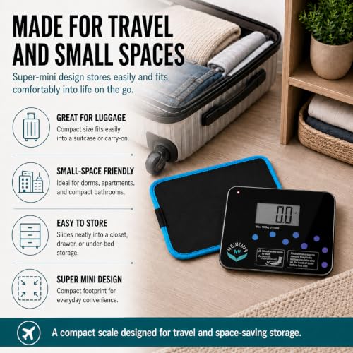 600 Super Mini Travel Bathroom Scale with Sleeve, Trendy Wave - color: Trendy Wave