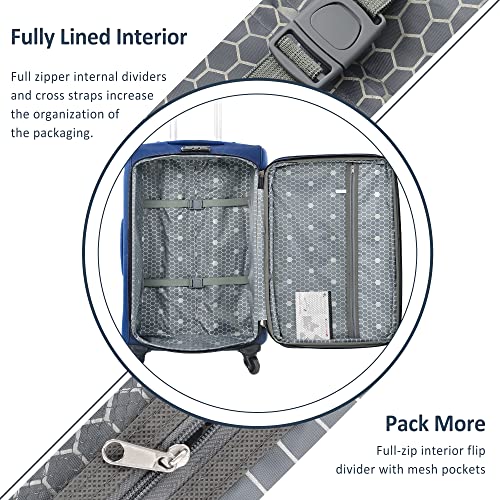 GDFStudio 3 Piece Softside Luggage Set Expandable Spinner Suitcases with TSA Lock,Lightweight Travel Luggage Set 22/26/30 Inch Upright Rolling Suitcases with Wheels,Durable Polyester Carry On,Blue - color: Blue(22/26/30inch), size: 22/26/30In