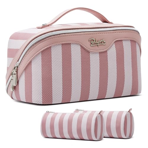 BOYATU Travel Makeup Bag Cosmetic Bags for Women: 3-Piece Makeup Bag Set - color: B-1-Pink