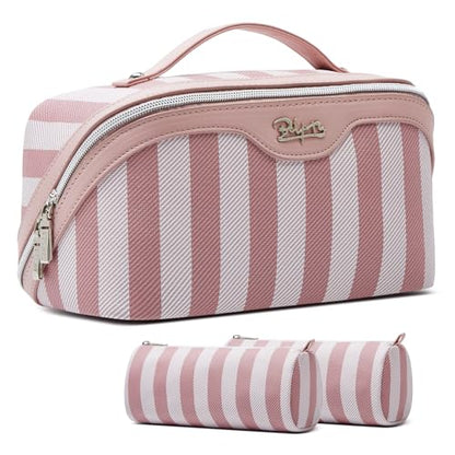 BOYATU Travel Makeup Bag Cosmetic Bags for Women: 3-Piece Makeup Bag Set - color: B-1-Pink
