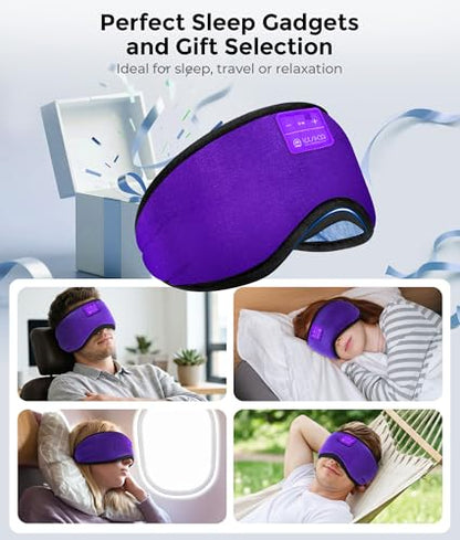 LOVE EYE Sleeping Eye Mask with Bluetooth 5.4 Headphones for Side Sleepers - color: Light Purple