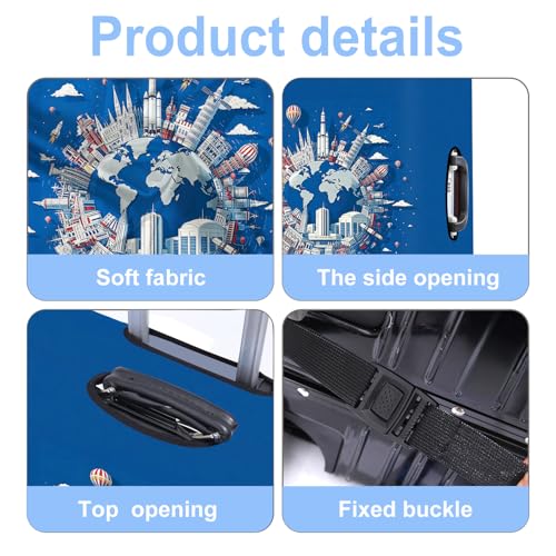 Earth Luggage Cover Washable Suitcase Protector Anti-scratch Suitcase cover Fits 24-26 Inch Luggage M - color: Earth, size: M(24-26inch suitcase)