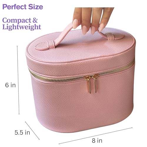 JAZD Vanity Case Makeup Bag with Removable Organizer Divider, Travel Toiletry Cosmetic Organizer for Women - color: BROWN