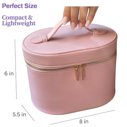 JAZD Vanity Case Makeup Bag with Removable Organizer Divider, Travel Toiletry Cosmetic Organizer for Women - color: BROWN