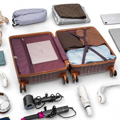 Cosbarn Luggage Sets 5 Pcs Suitcases with Wheels, 20"/24"/28",Burgundy - color: Burgundy, size: 5 Piece Sets (20/24/28/Db/Tb)