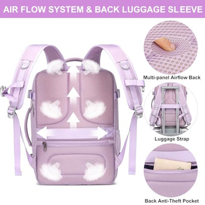 Travel Backpack for Women, 25L TSA Carry On Backpack Airline Approved - color: Light-purple, size: Large-25L