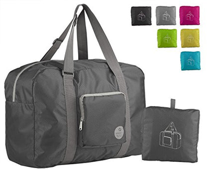 WANDF Foldable Personal Item Travel Bag, Carry on Duffle Bag - color: A-Grey 40L