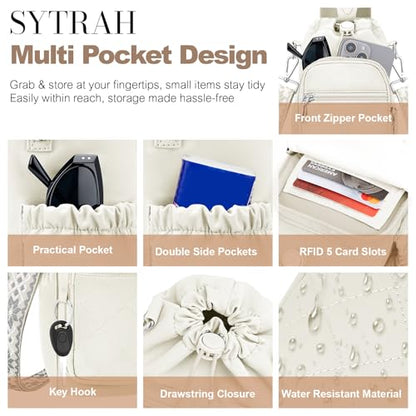 SYTRAH Water Bottle Carrier Bag with Strap, Insulated Corssbody Purse - color: White