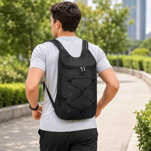 1pc Ultra-Light Foldable Backpack Durable Daypack With Bungee and Adjustable Straps for Travel, Camping and Cycling, Black - color: Black