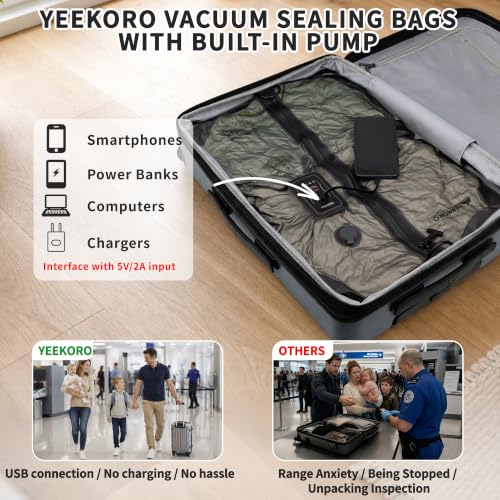 Vacuum Bag for Travel,IPX8 Waterproof Reusable Compression Bags - color: Translucent black, size: 2 PC -With Pump