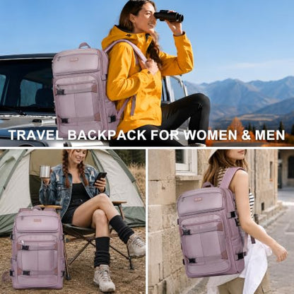 PIJUSHI Travel Backpack 35L Carry On Backpack Flight Approved - color: Updated Ashen Purple