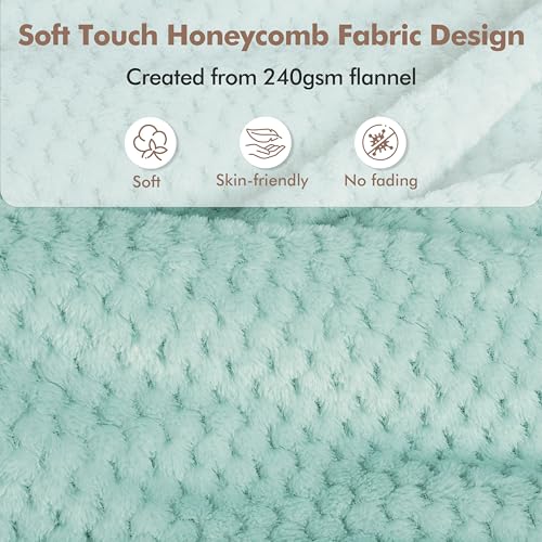 Tirrinia Travel Portable Blanket with Feet Airplane Office Poncho - color: Aqua Honeycomb