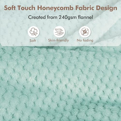 Tirrinia Travel Portable Blanket with Feet Airplane Office Poncho - color: Aqua Honeycomb