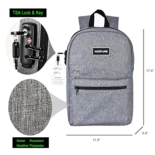 Backpack Bag With TSA Lock & Key Resistant Laptop Daypack for Men & Women Travel - color: Grey