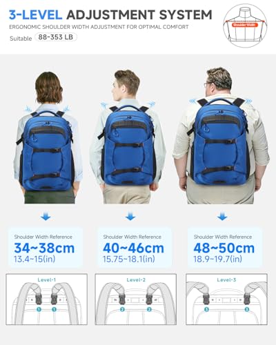 Laptop Backpack for Work, 40L College School Computer Bag with 15L Daypack - color: Blue