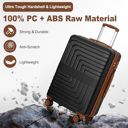 Romswi 26" Medium Checked Luggage,Checked-Medium Hardshell Suitcase with Double Spinner Wheels, Lightweight Large Hardshell Suitcase with TSA Lock,YKK Zipper, Scratch-Resistant Black - color: Black, size: 26 Inch