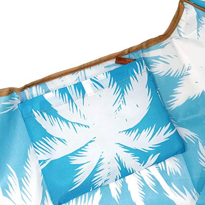 allydrew Large Foldable Tote Nylon Reusable Grocery Bags, Palm Trees in Blue - color: Palm Trees in Blue