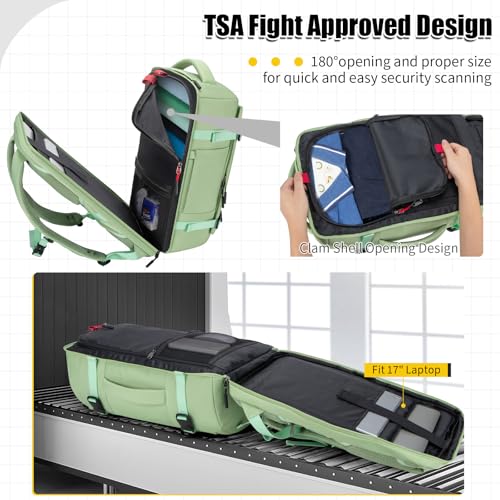 42L Carry On Travel Backpack With 4 Packing Cubes, TSA Friendly - color: Avocado Green