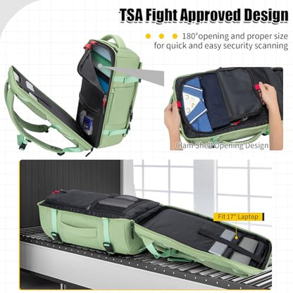 42L Carry On Travel Backpack With 4 Packing Cubes, TSA Friendly - color: Avocado Green