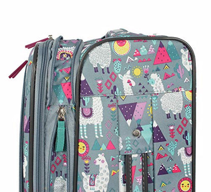 Lily Bloom Design Pattern 28" Luggage Softside Expandable With Double Spinner Wheels, Large Lightweight Suitcase Checked Bag For Women - color: Llama Mama