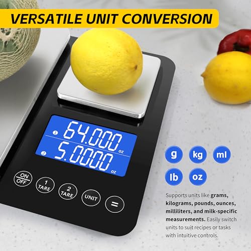 MaxWorks Precision Dual Platform Kitchen Scale Measure Bulk and Fine Ingredients Simultaneously 22 lb Max Capacity Stainless Steel and Glass Digital Scale with USB Charging and 2 Way Power (51069) - size: 22 Lb Capacity
