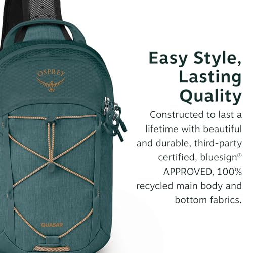 Osprey Quasar Shoulder Sling Bag, Black OS | commuter backpack, everyday bag, campus pack, laptop carry, laptop sleeve, work school travel, crossbody carry, Black color - color: Black