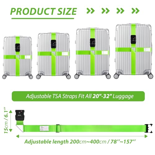 TSA Approved Luggage Straps with Combination Lock, Cross Green - color: Cross Green