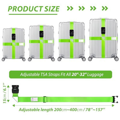 TSA Approved Luggage Straps with Combination Lock, Cross Green - color: Cross Green